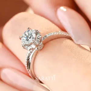 【Haku】White Diamond Halo Platinum Ring