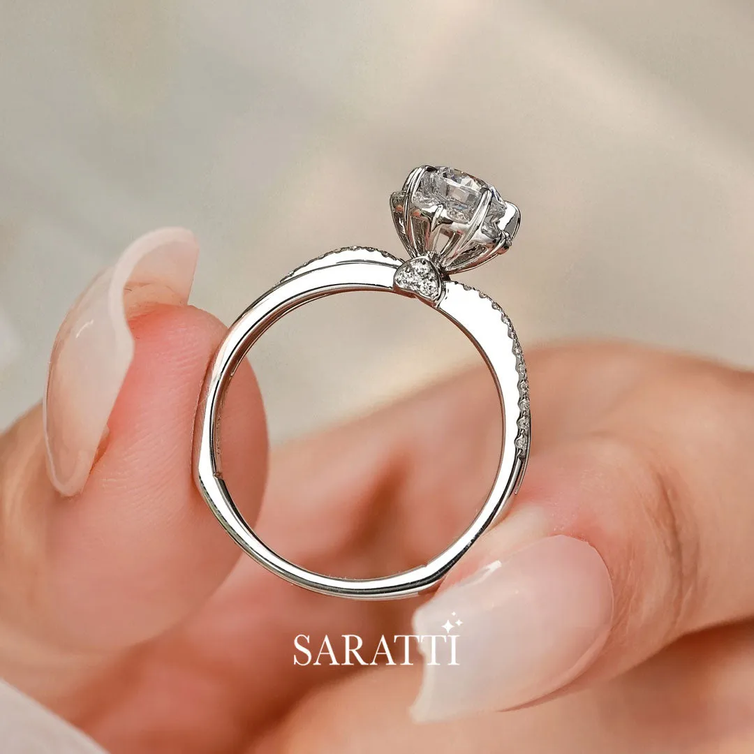 【Haku】White Diamond Halo Platinum Ring