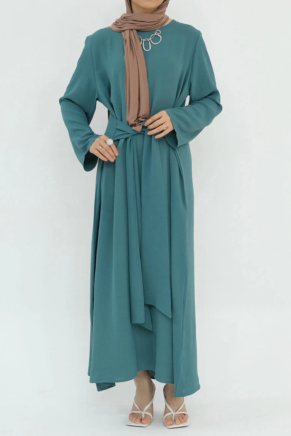 Hanadi Wrap Maxi Dress Abaya 822 - Teal Blue