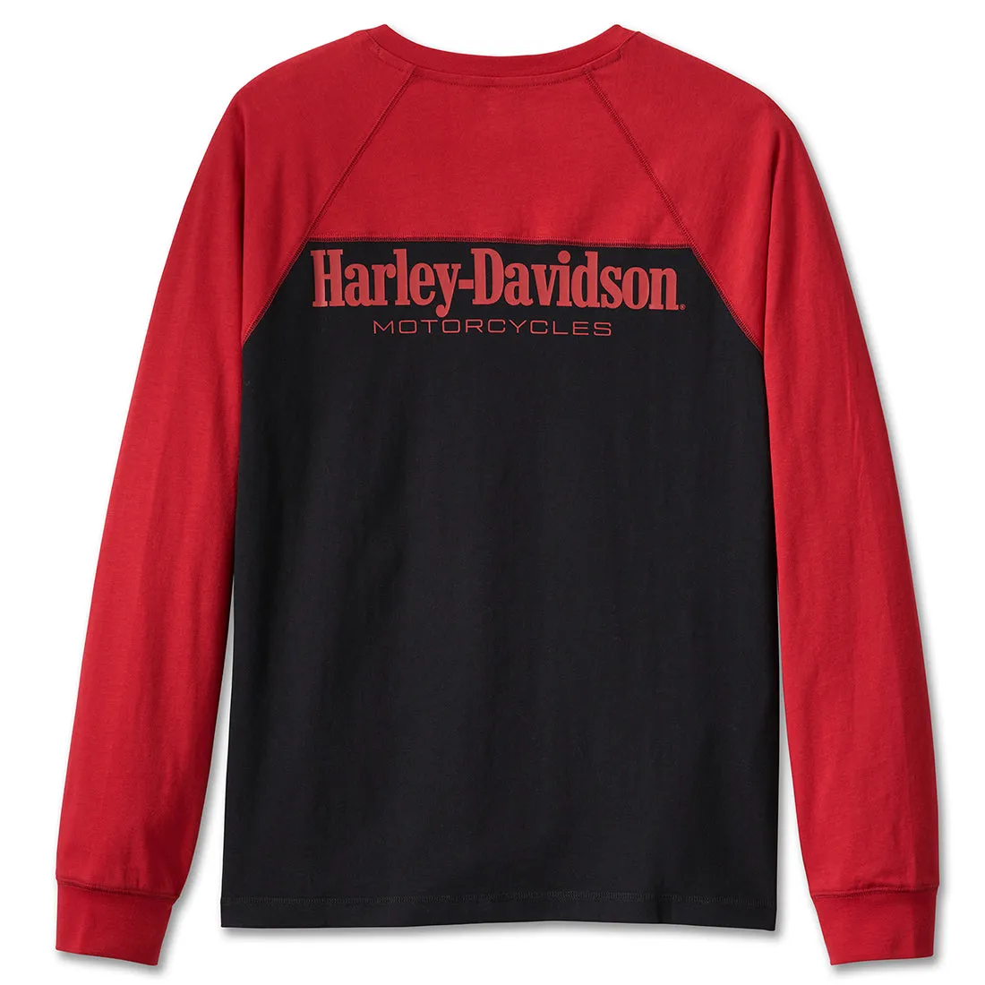 Harley-Davidson Men's Darting Long Sleeve Henley Shirt, Red/Black 96210-24VM