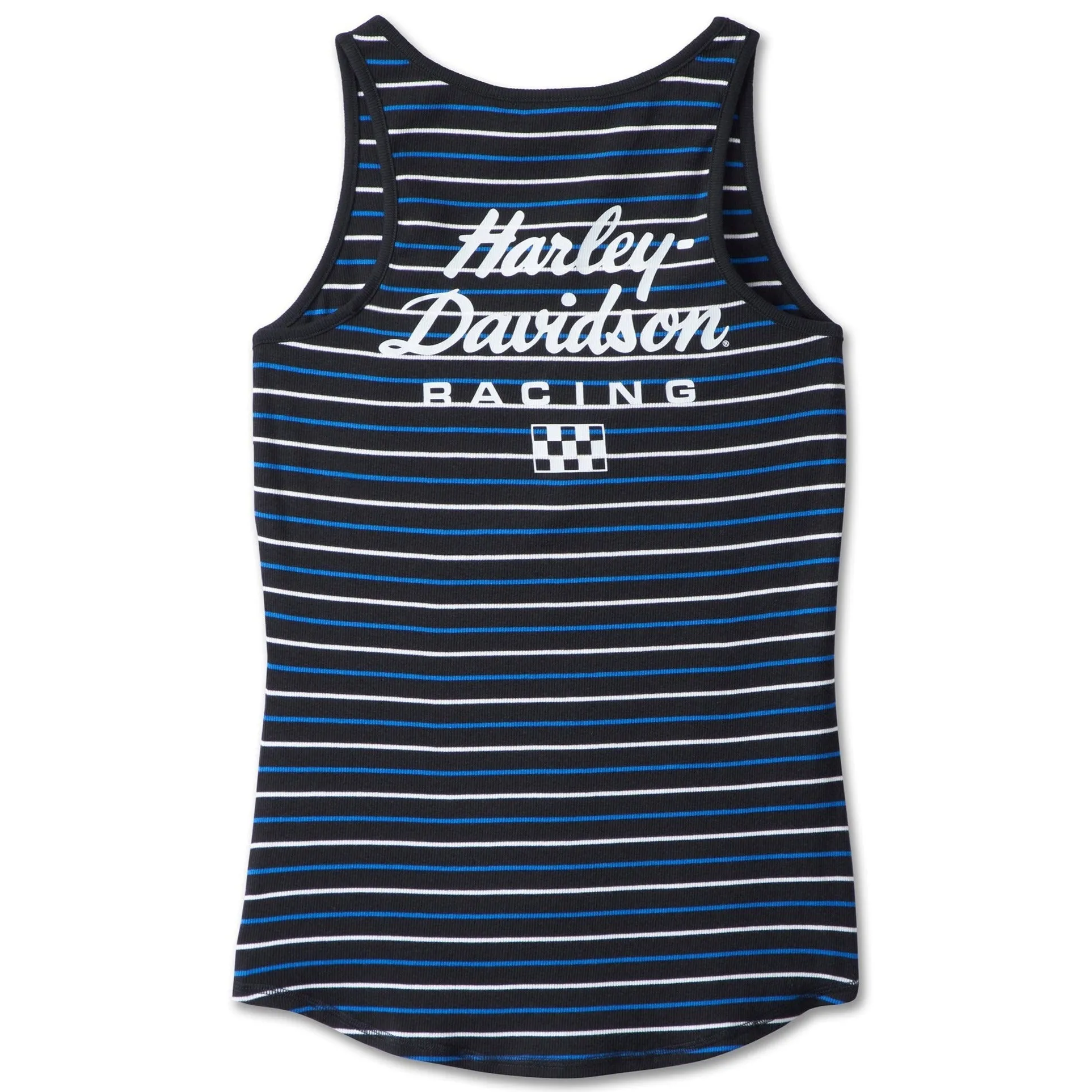 Harley-Davidson Women's #1 Racing Striped Tank Top, Black/White Shirt