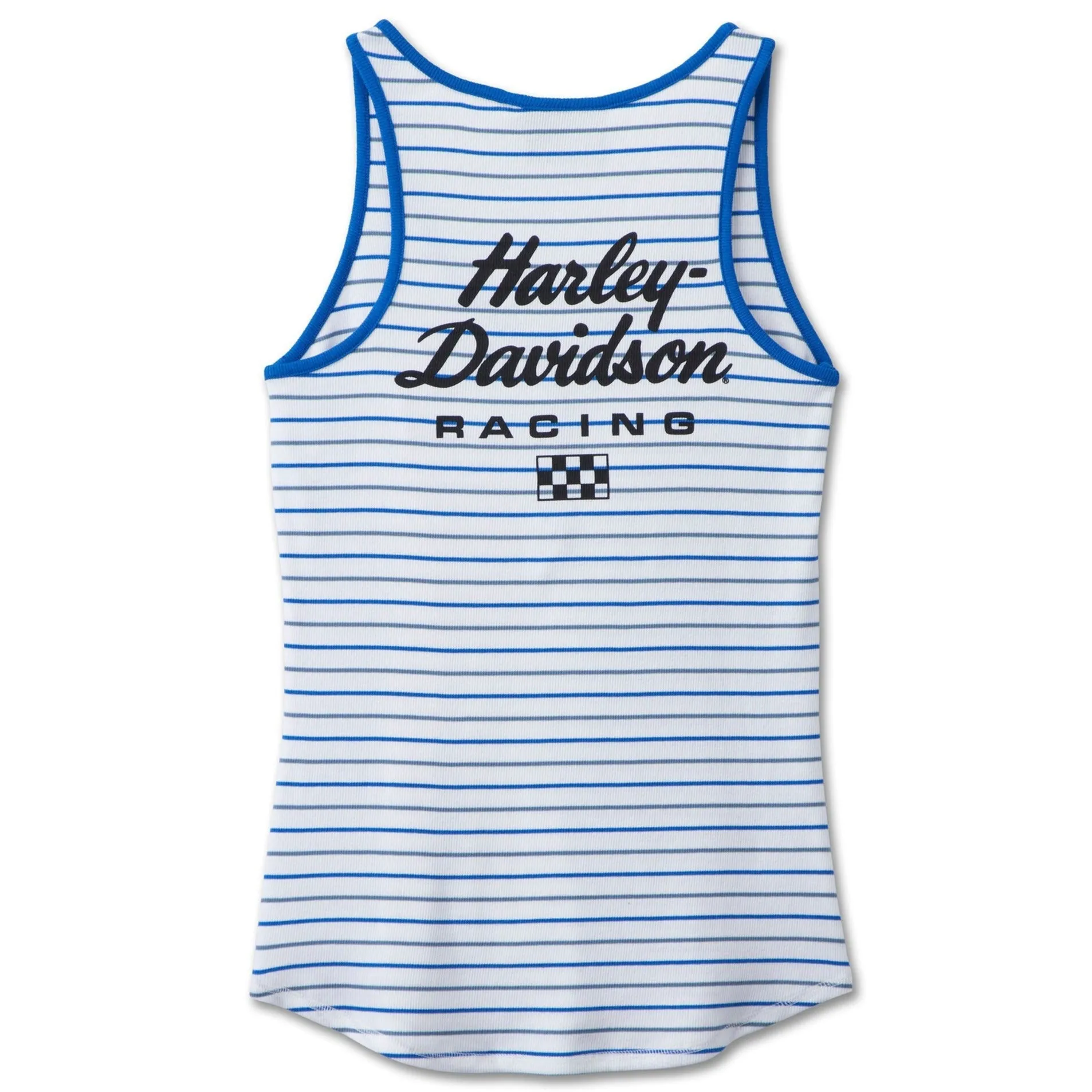 Harley-Davidson Women's #1 Racing Striped Tank Top, Black/White Shirt