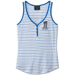 Harley-Davidson Women's #1 Racing Striped Tank Top, Black/White Shirt