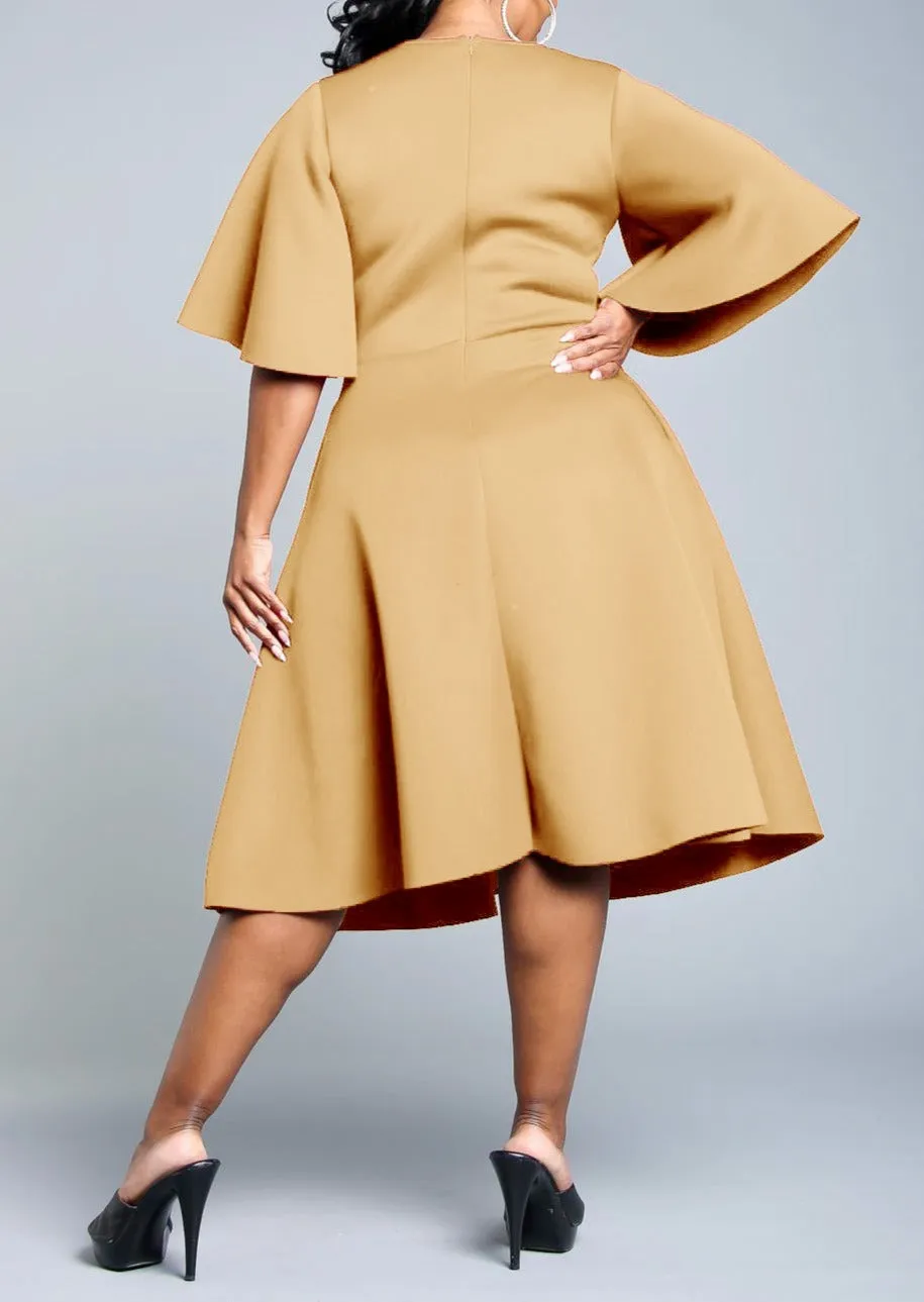 Hi Curvy Plus Size Women Wrap Fit and Flare Midi Dress