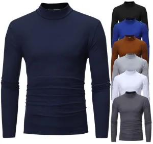 High Collar Men's Slim Long Sleeved T-Shirt