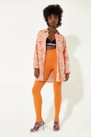 House of Holland Orange Zebra Oversized Shirt with Gold Buttons