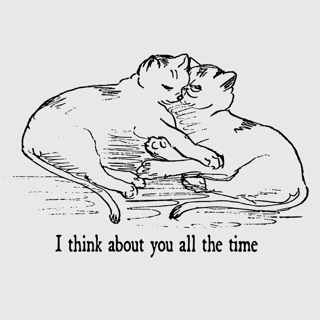 I Think About You All The Time Cat Custom Printed White T-shirt