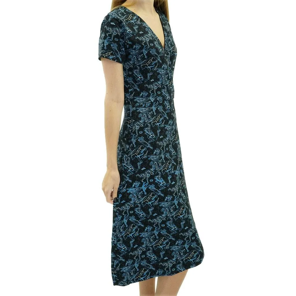 Illustrated Constellations Glow-in-the-dark Faux Wrap Grace Dress