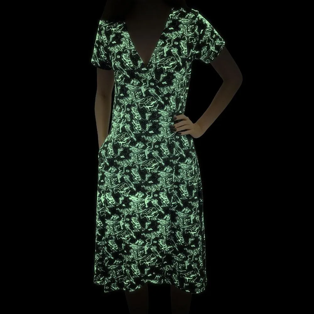 Illustrated Constellations Glow-in-the-dark Faux Wrap Grace Dress