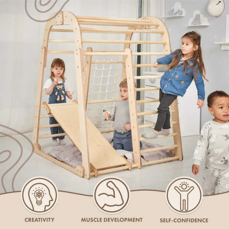 Indoor Wooden Playground for Children - 6in1 Playground