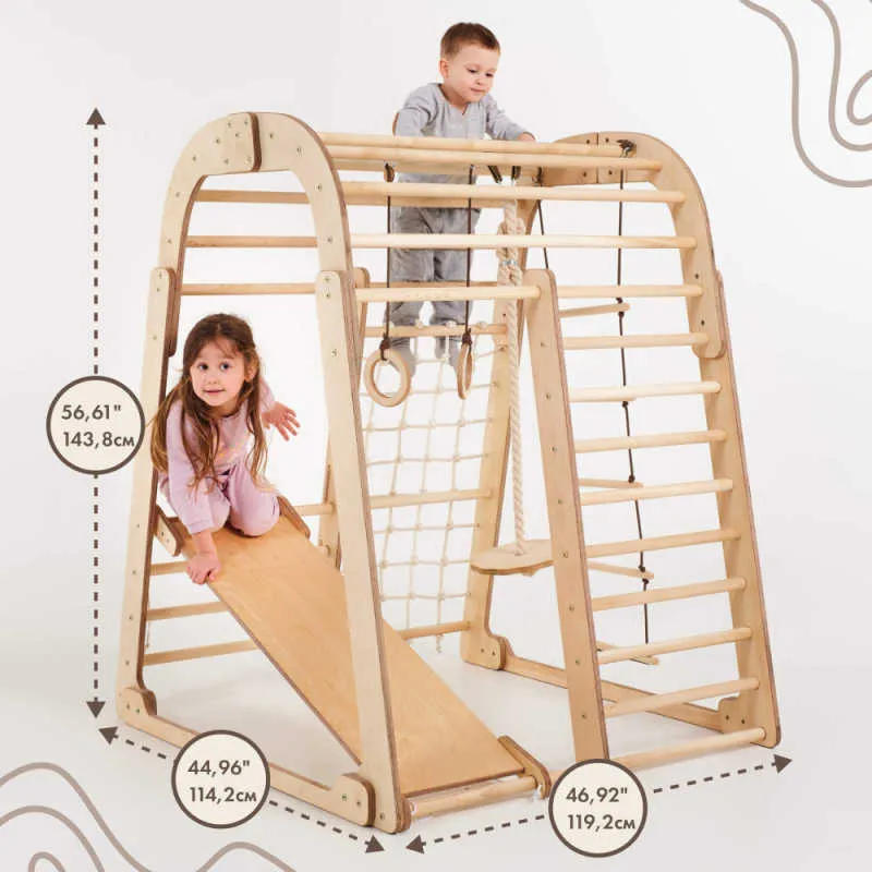 Indoor Wooden Playground for Children - 6in1 Playground