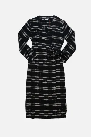 Ingrid Wrap Dress / Black Stripe