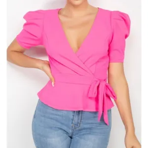 Iris Pink Wrap Top