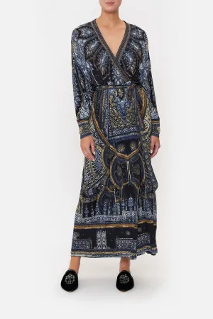 JERSEY WRAP DRESS WITH EXAGGERATED BLOUSON SLEEVE FOREVER FAMILY