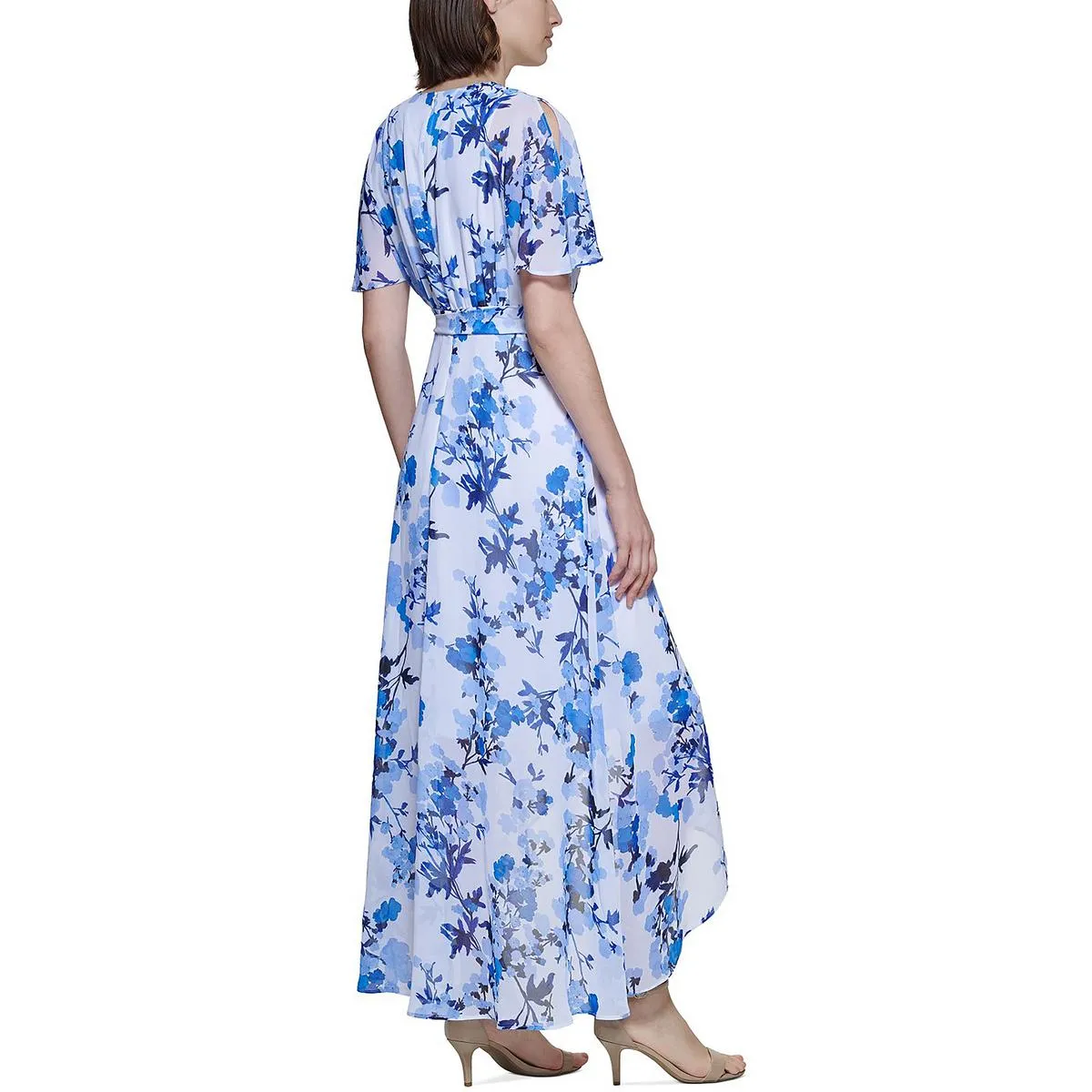 Jessica Howard Womens Floral Print Maxi Wrap Dress