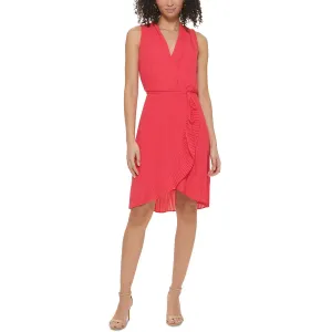 Jessica Howard Womens Petites V Neck Mini Wrap Dress