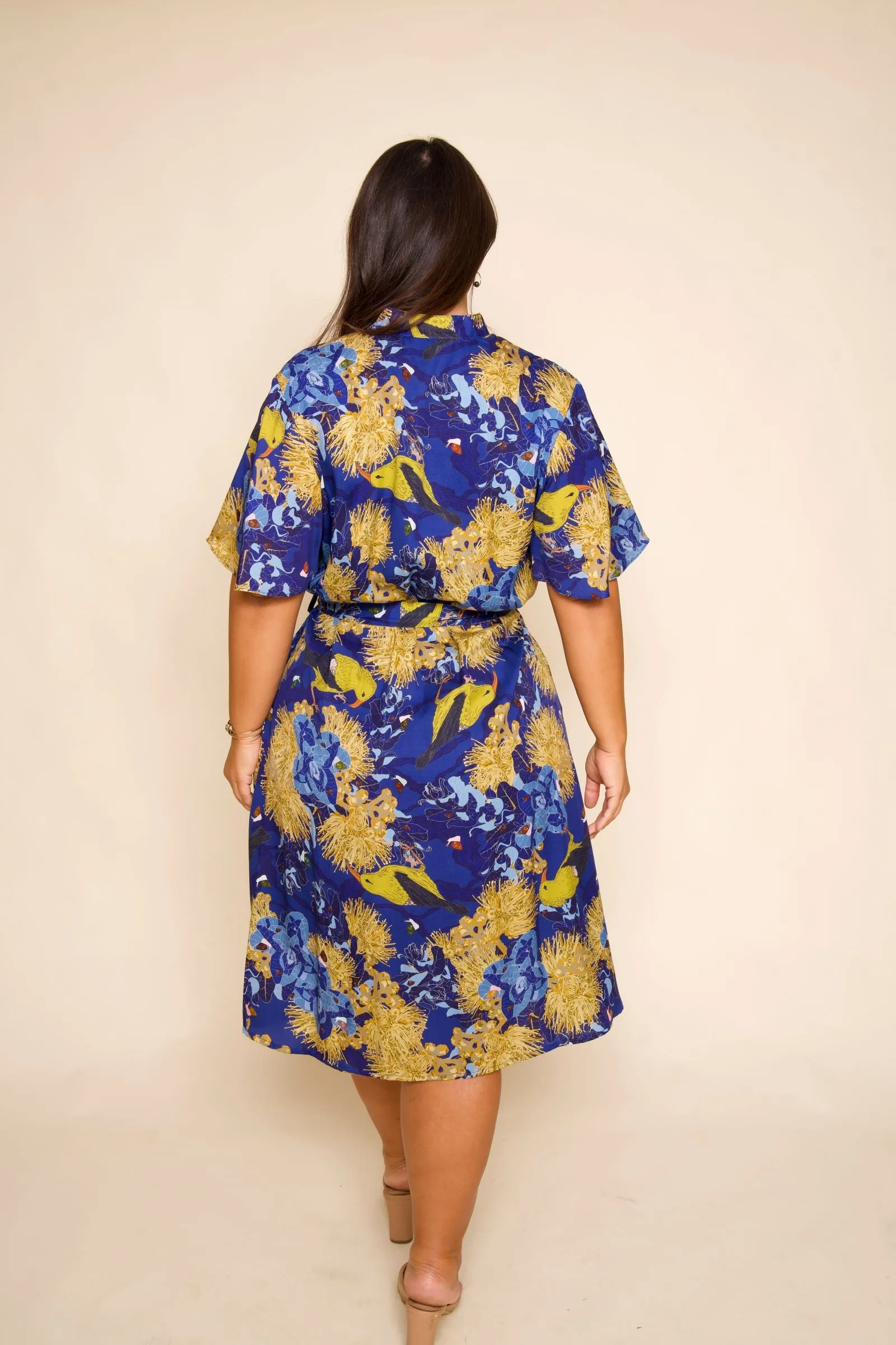 Kaniakapūpū Lehua Polu Button Down Flutter-Sleeve Dress