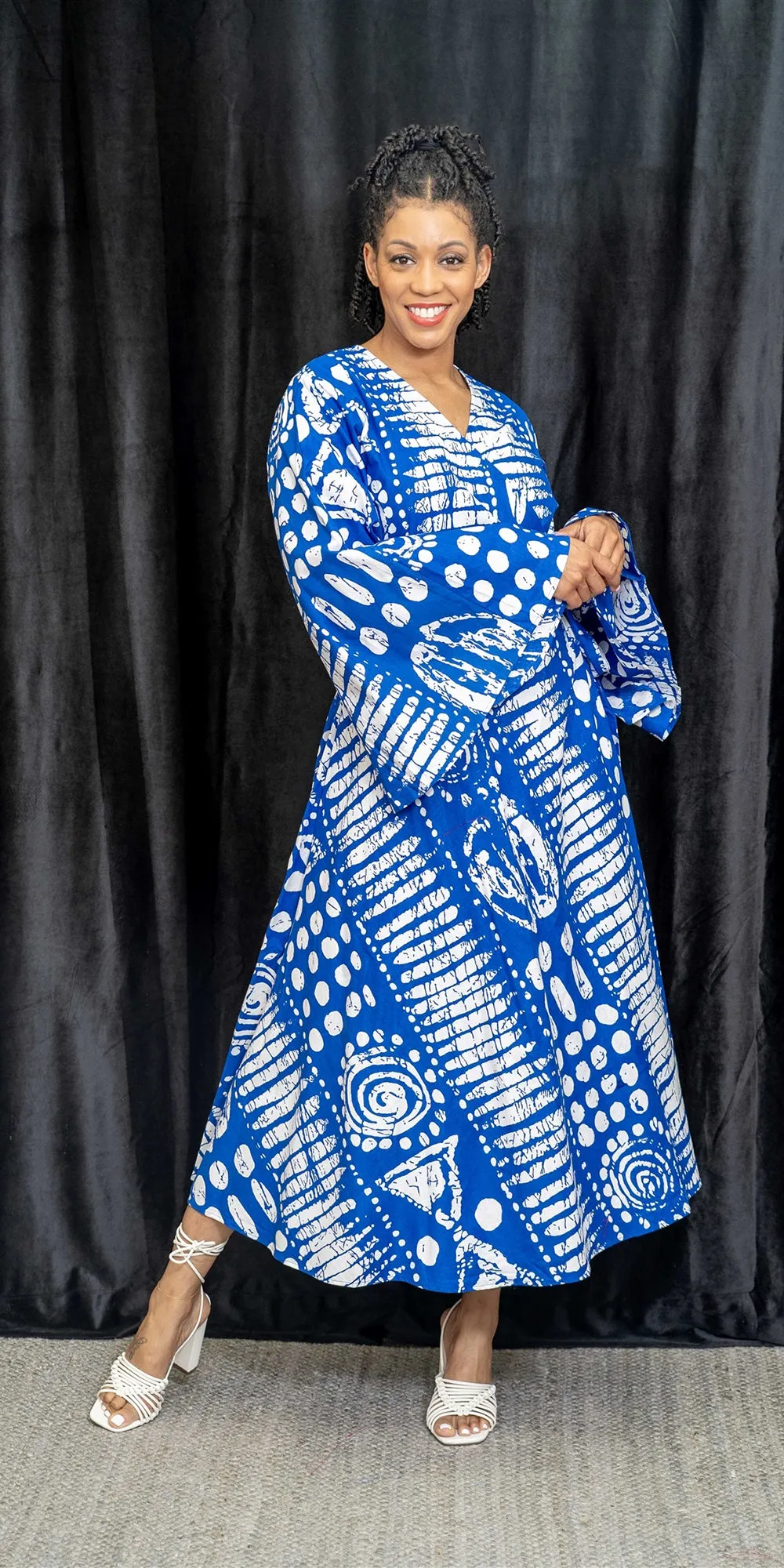 KaraChic 8001 - 631 - Bell Sleeve African Print Wrap Dress