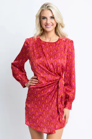 Karlie Vintage Fan Wrap Dress