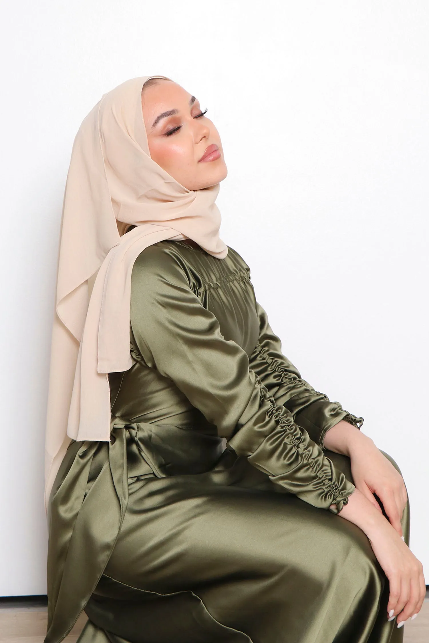 Keira Wrap Satin Dress- Sage Green