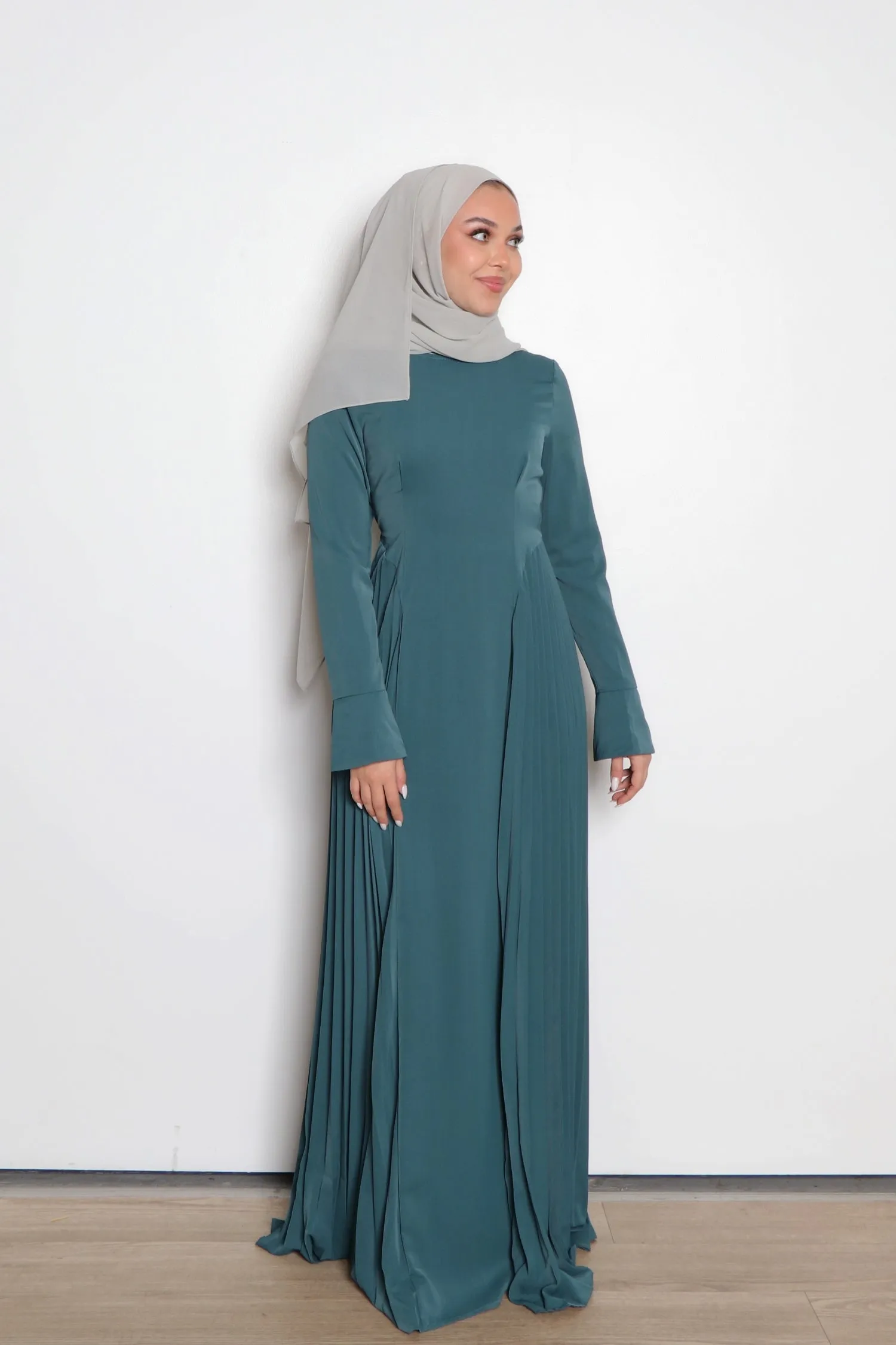 Kelsi Soft Pleat Dress- Teal