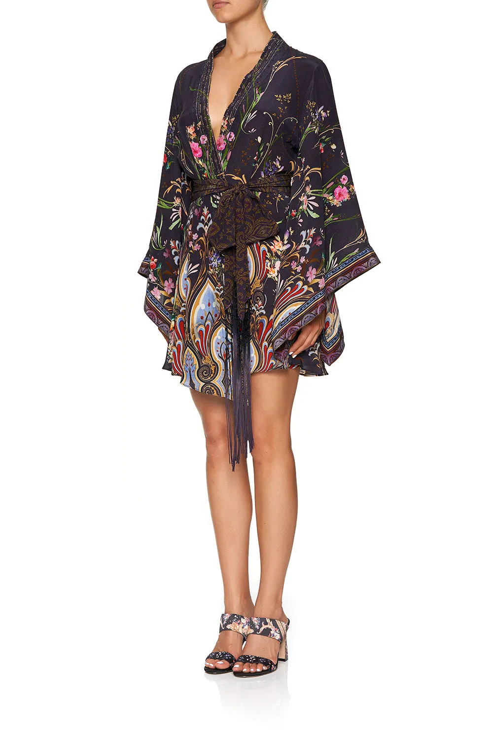 KIMONO WRAP DRESS WITH OBI BELT WILD FLOWER