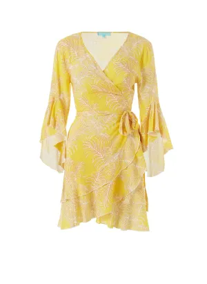 Kirsty Tropical Yellow Short Dress