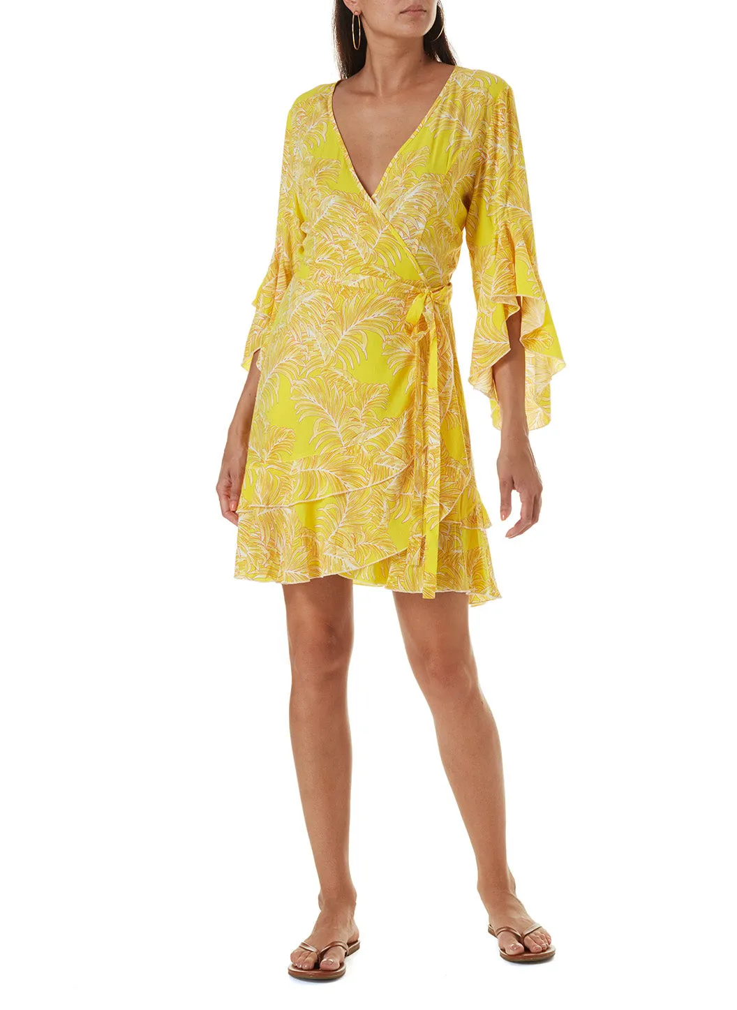 Kirsty Tropical Yellow Short Dress