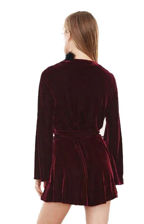 L'ACADEMIE VELVET WRAP DRESS