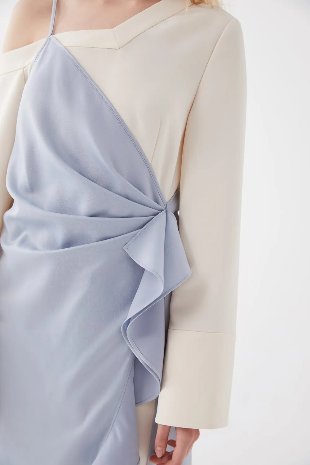 Layered Satin Wrap Dress