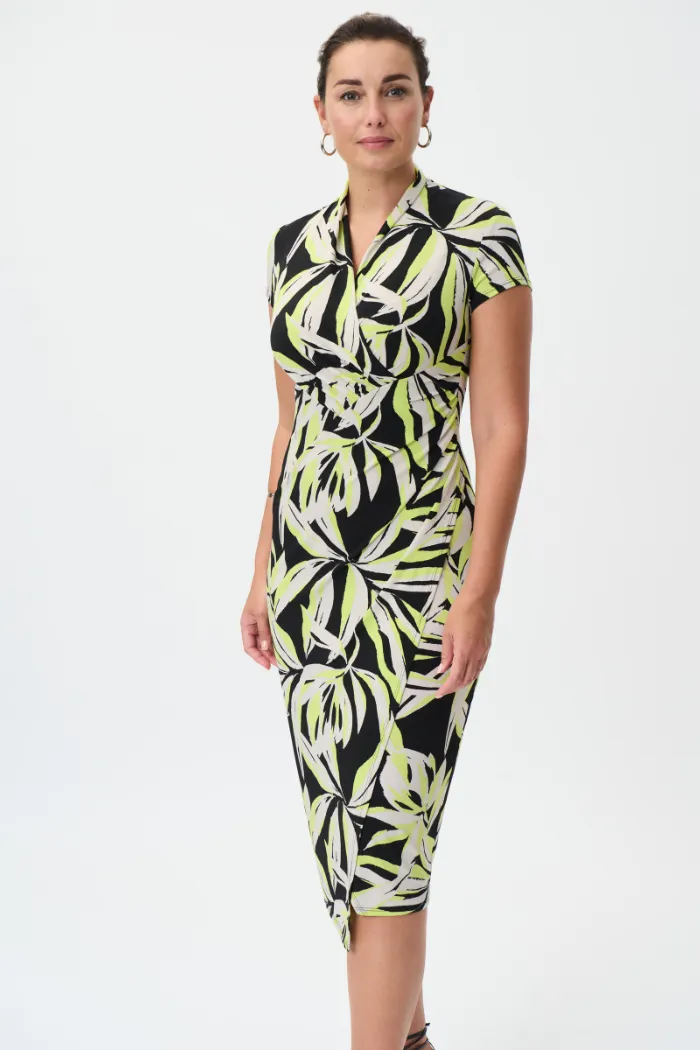 Leaf Print Wrap Style Dress