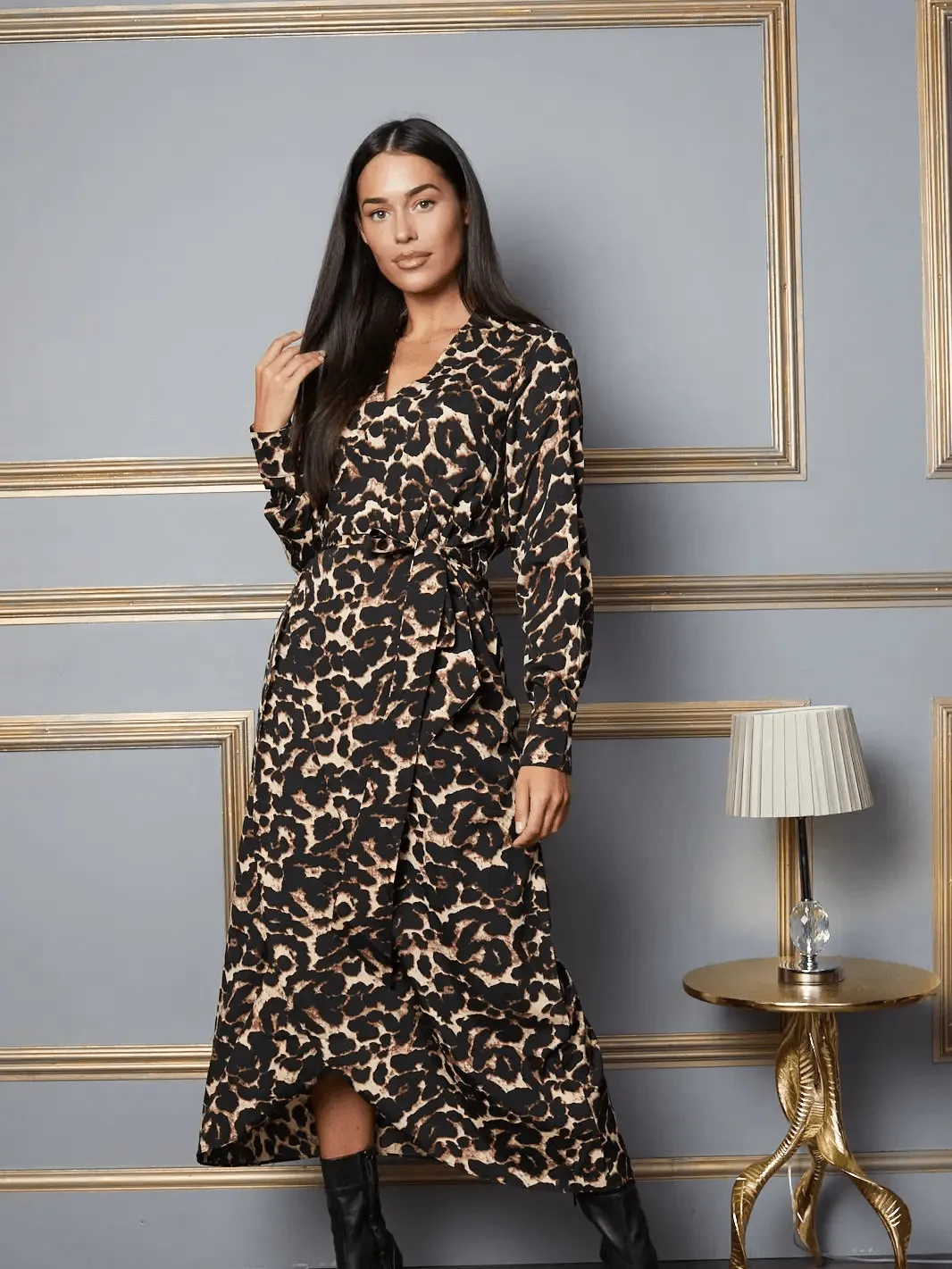 Leopard Print Vintage Style Wrap Dress by Timeless London