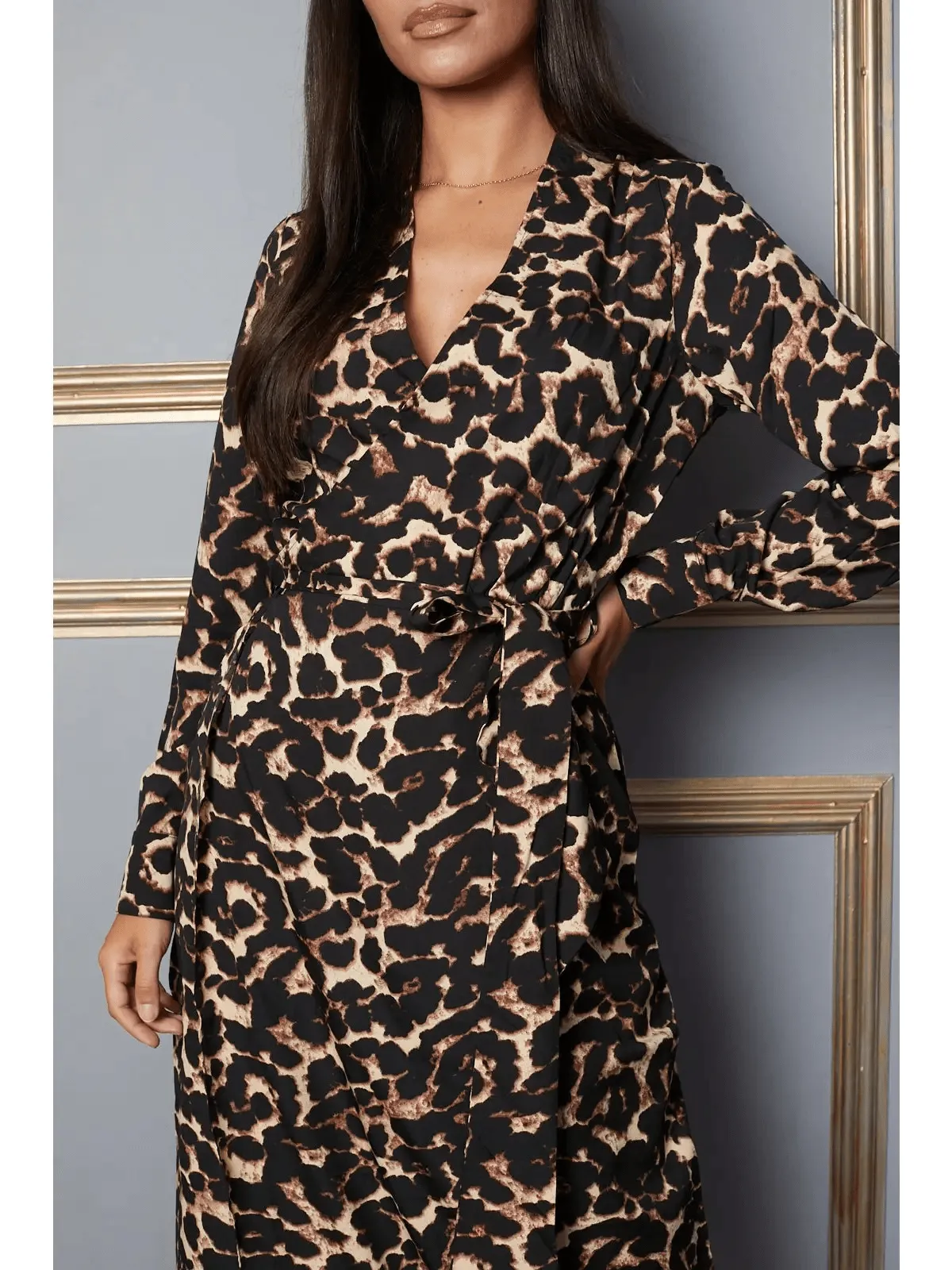 Leopard Print Vintage Style Wrap Dress by Timeless London