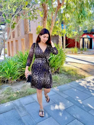 Leopard Printed Wrap Dress