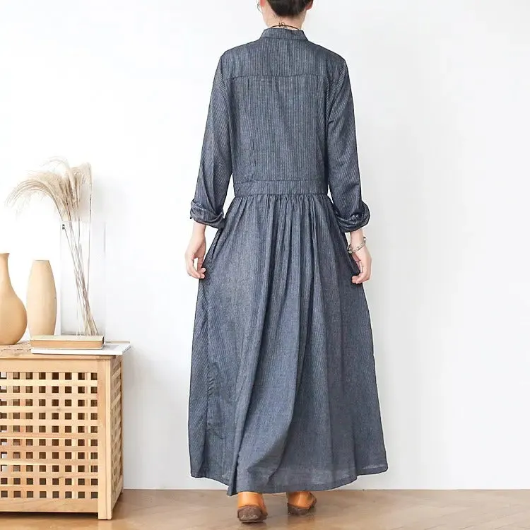 linen wrap dress stripe linen summer dresses maxi dress with pockets