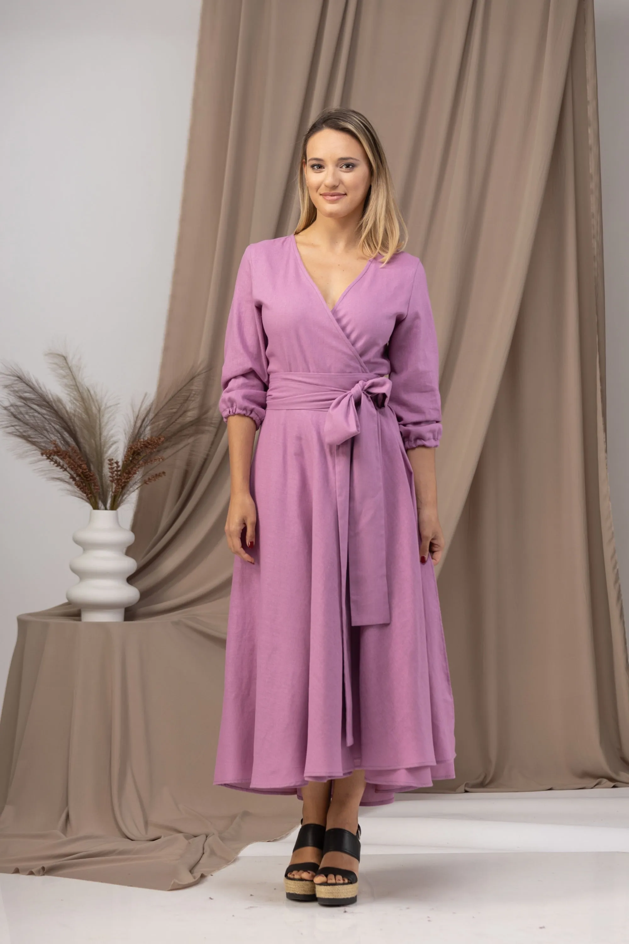 Linen Wrap Dress