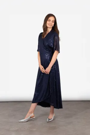 Liv Wrap Dress - Navy Blue, Sequin