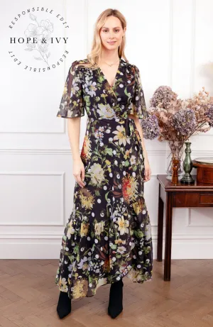 Lizette Dress in Black Floral Print by Hope & Ivy