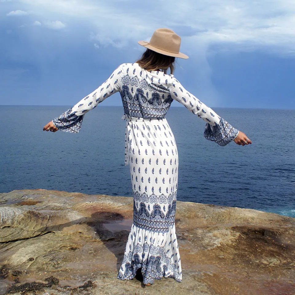 Long Bohemian Summer Wrap Dress.  3 prints to choose from.