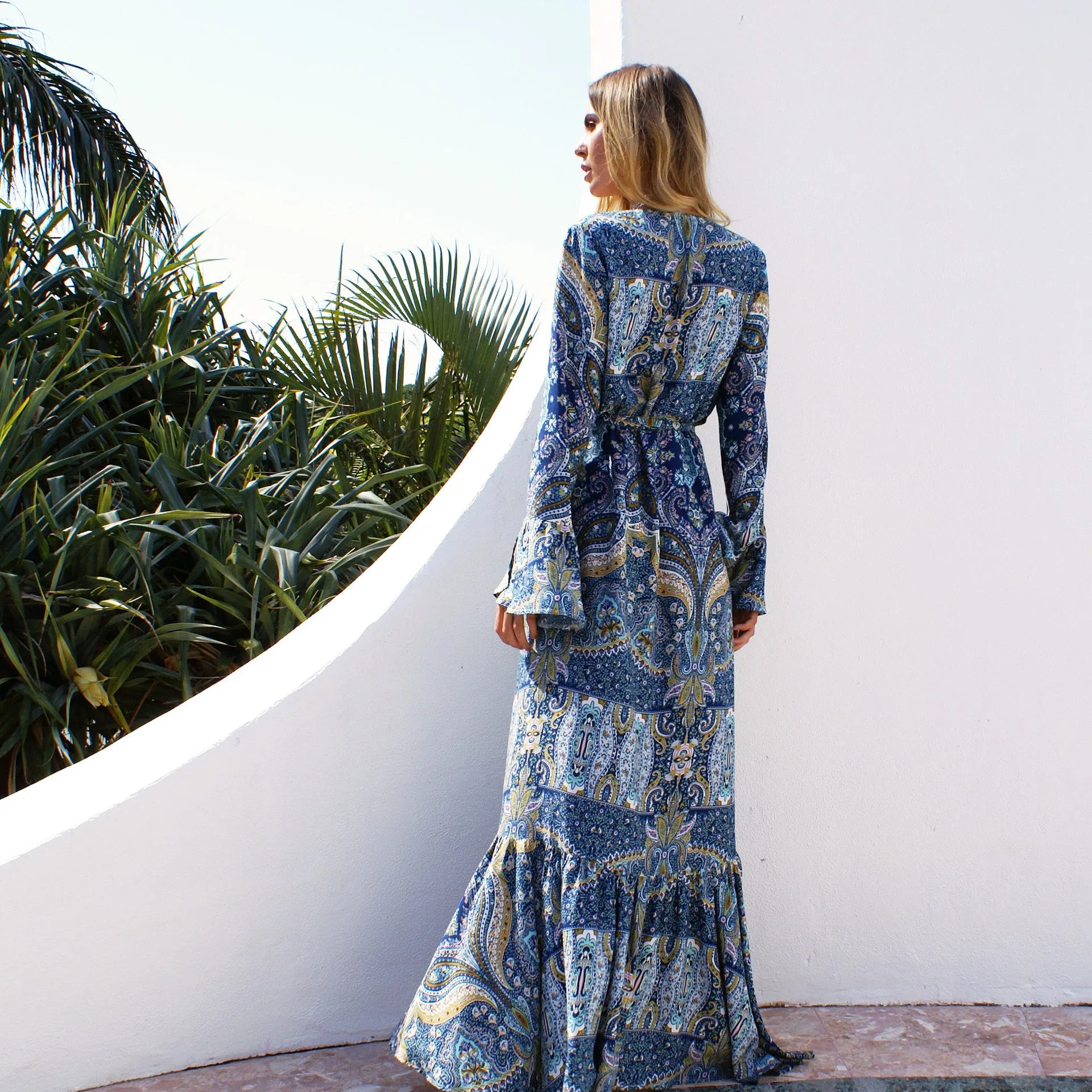 Long Bohemian Summer Wrap Dress.  3 prints to choose from.