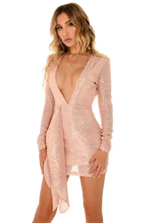 Long Sleeve Glitter Wrap Dress