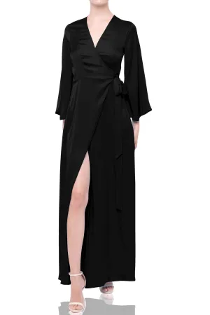 Long Sleeve Long Wrap Dress