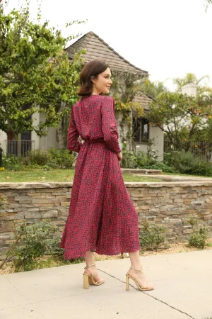 Long Sleeve Printed Wrap Dress