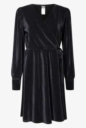 Long Sleeve Wrap Dress Black