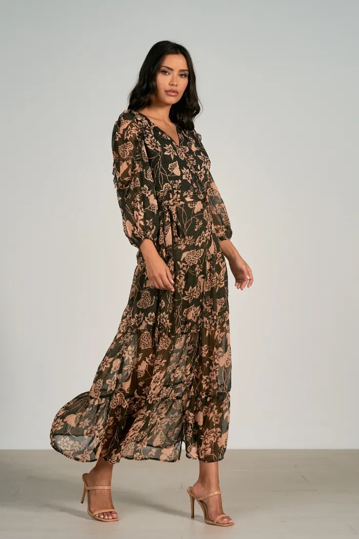 Long Sleeve Wrap Maxi Dress