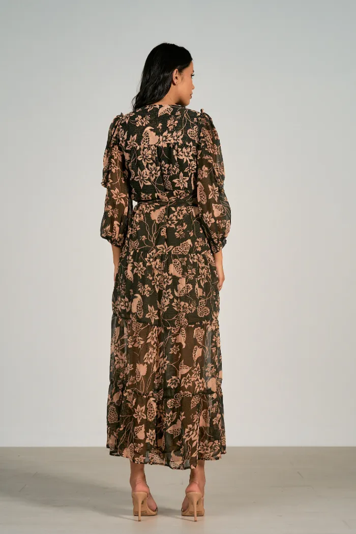 Long Sleeve Wrap Maxi Dress