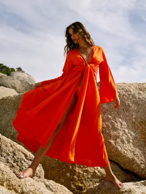 Long Wrap Dress - Saffron