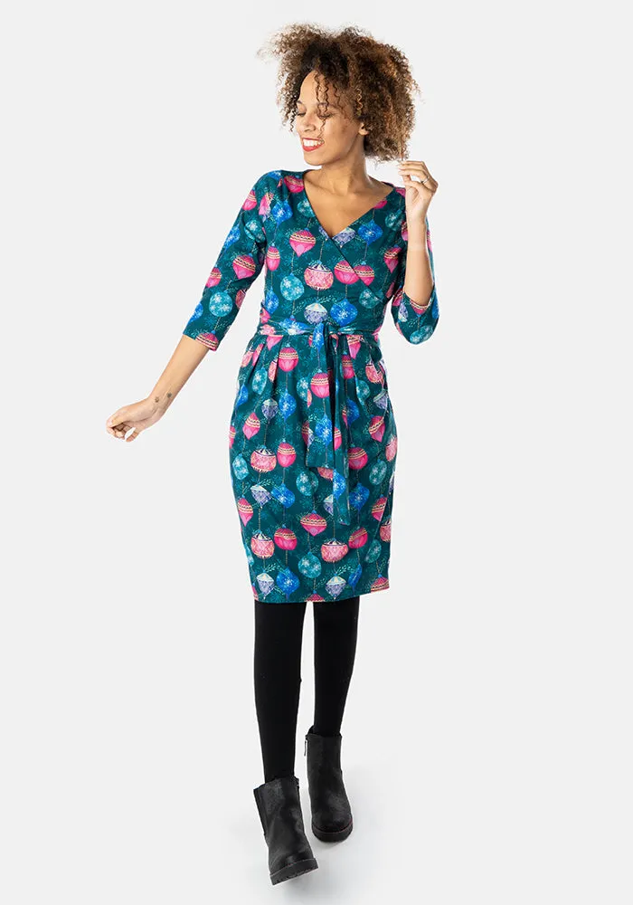 Lumi Christmas Baubles Print Dress