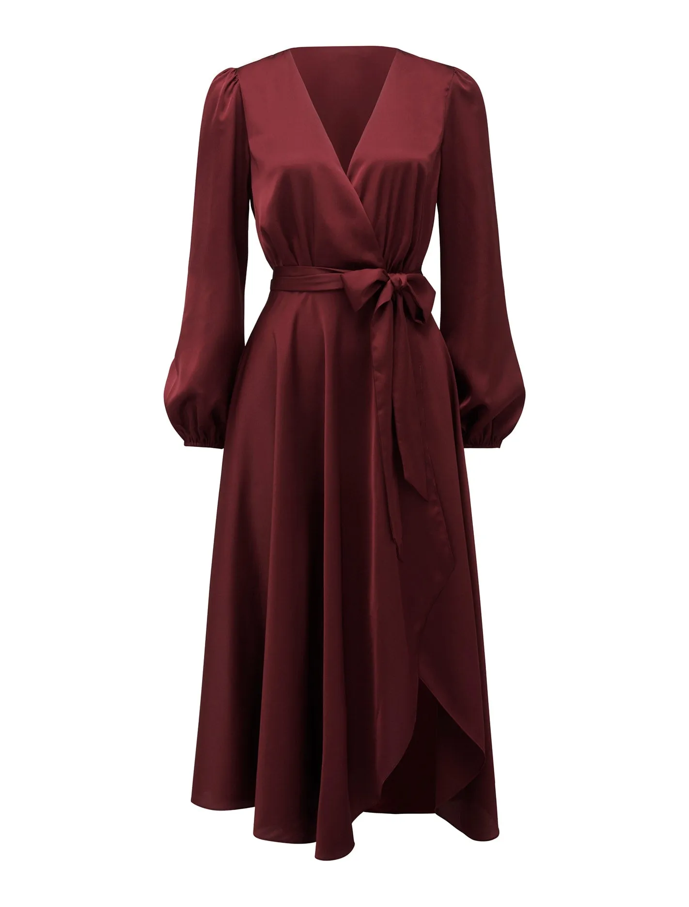 Marilyn Satin Wrap Midi Dress