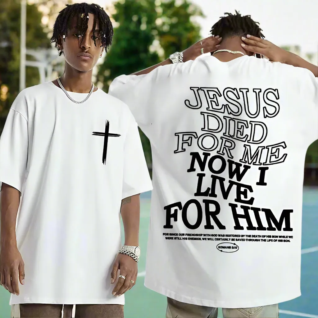 Men's Oversized Christian T-Shirt – Inspirational Faith-Based Print | Casual O-Neck Cotton Tee | Breathable & Lightweight